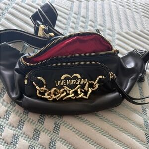 Love Moschino Black Crossbody Bag with Gold Chain